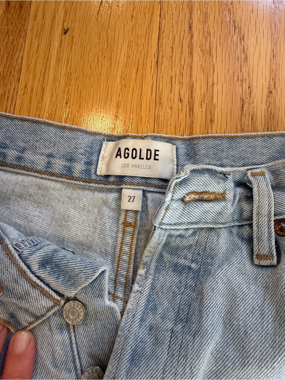 A Golde Light Blue Distressed Denim Shorts - Picture 3 of 3